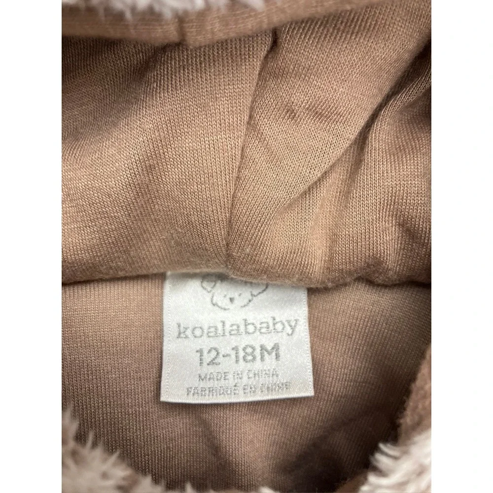 Koala Baby Bear Fuzzy Hooded Bunting Snowsuit 12 18 Months Gray Zip Up‎